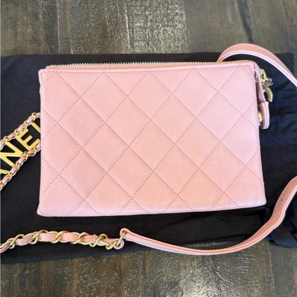 CHANEL Pink Lambskin Belt Bag